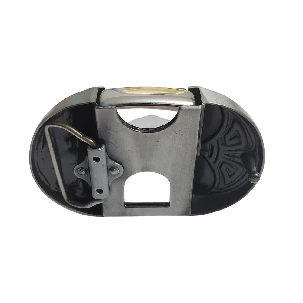 Eagle Head Vintage Silver Finish Metal Lighter Belt Buckle - Free Engraving - Picture 2 of 9